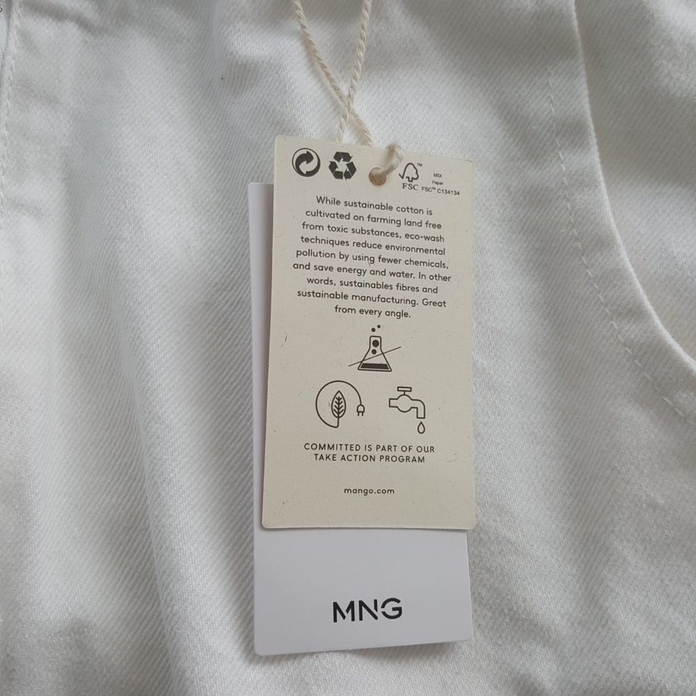 NEW MANGO Denim Skirt Pocket White Size M 100% cotton - Picture 6 of 16